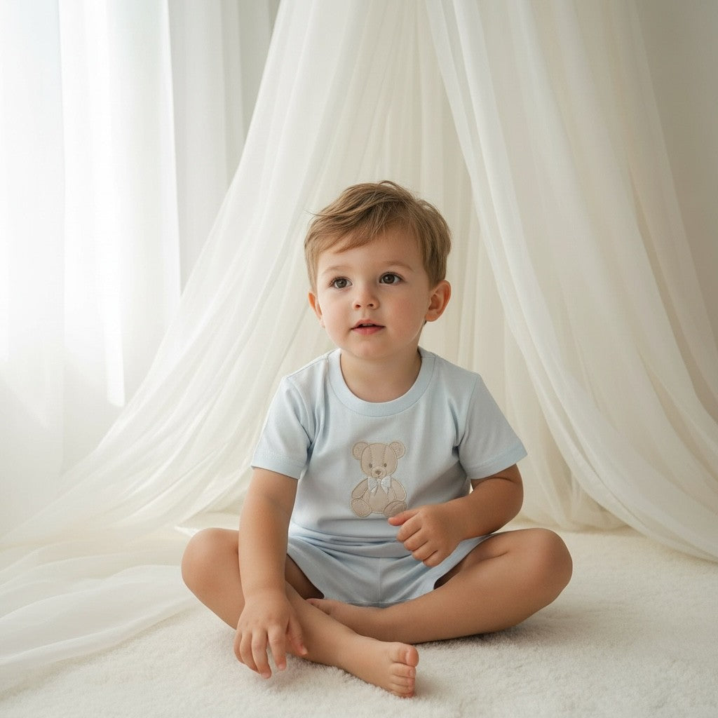 Baby Gi Baby Blue Teddy Shorts Set