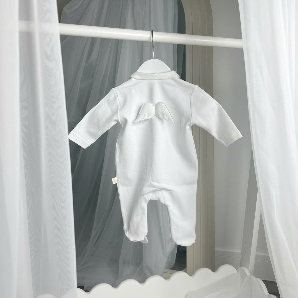 Baby Gi Angel Wings Cotton Sleepsuit - White