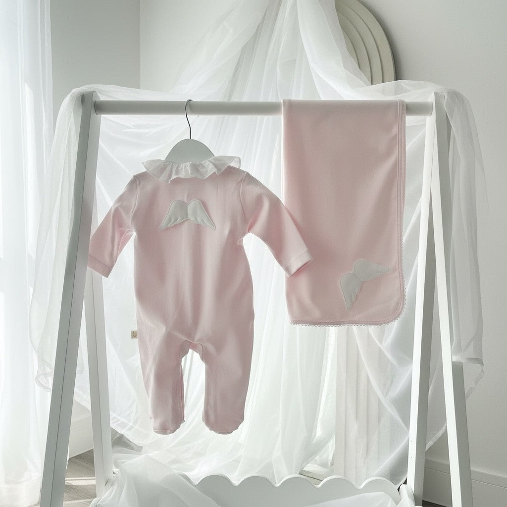 Baby Gi Angel Wing Cotton Muslin Blanket - Baby Pink