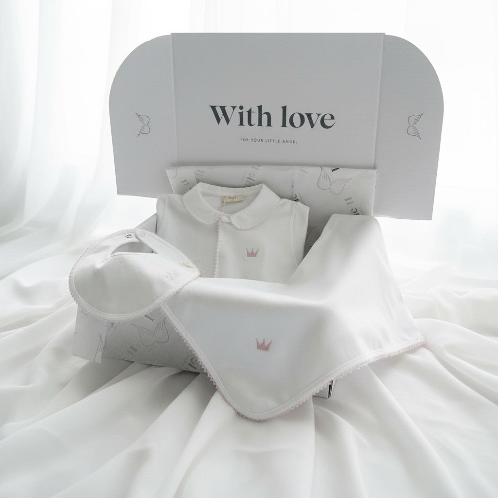 Baby Gi Royal Gift Set - White with Pink Detailing