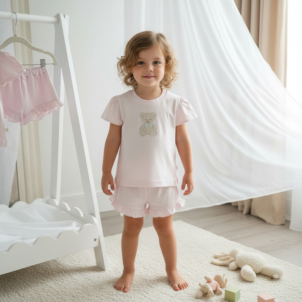 Baby Gi Baby Pink Teddy Shorts Set