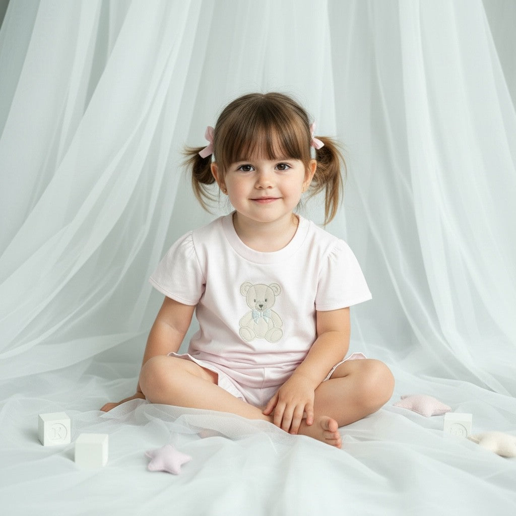 Baby Gi Baby Pink Teddy Shorts Set