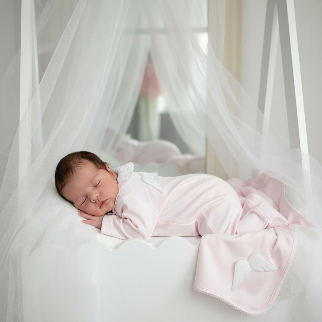 Baby Gi Angel Wings Sleepsuit - Baby Pink