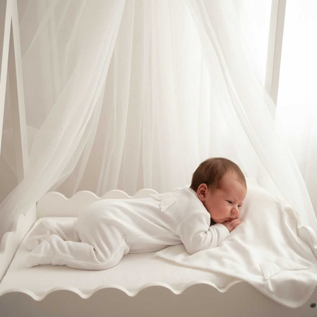 Baby Gi Angel Wings Cotton Sleepsuit - White