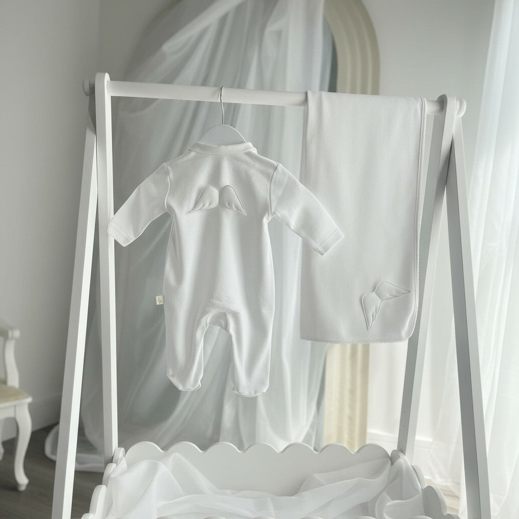Baby Gi Angel Wing Cotton Muslin Blanket - White