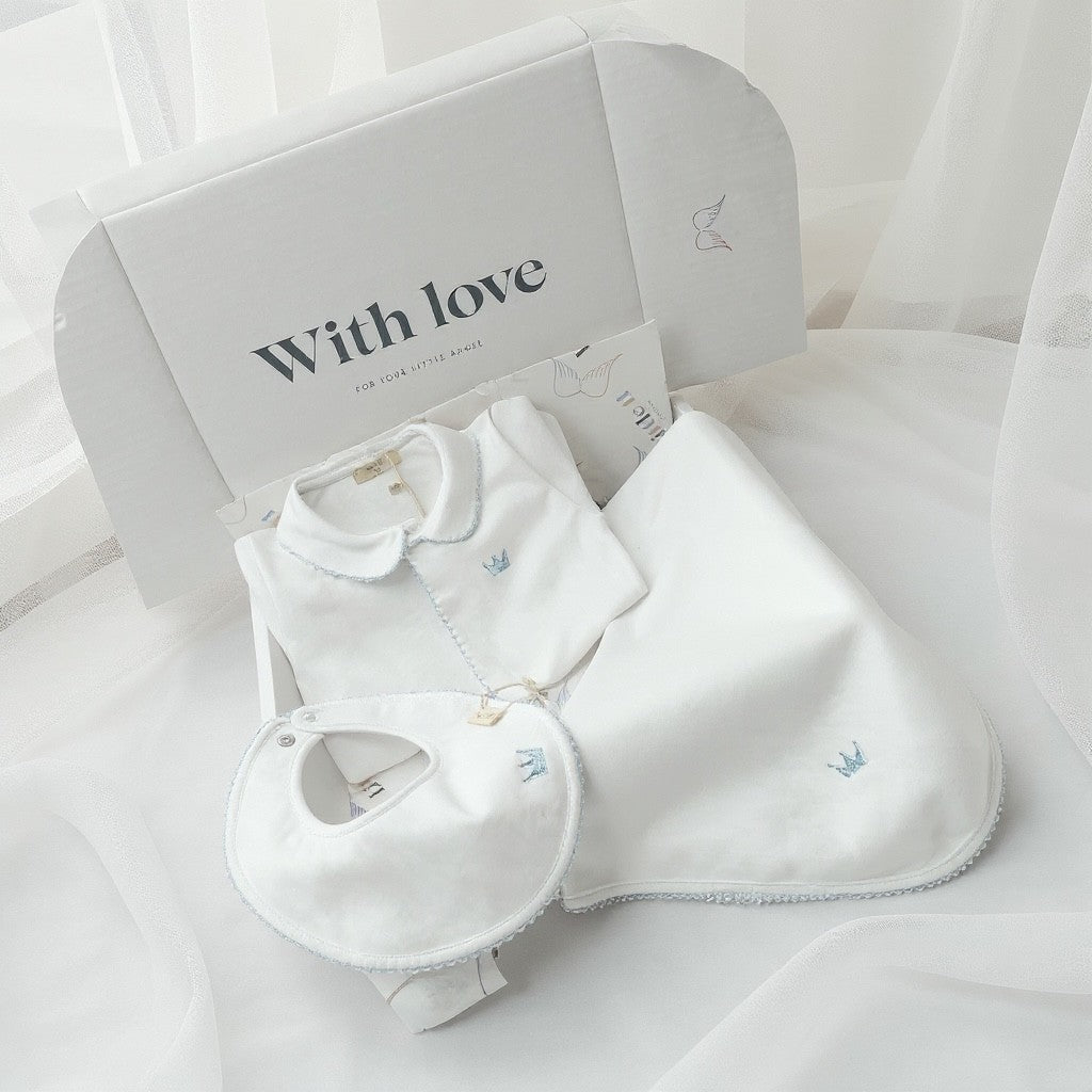 Baby Gi Royal Gift Set - White with Blue Detailing