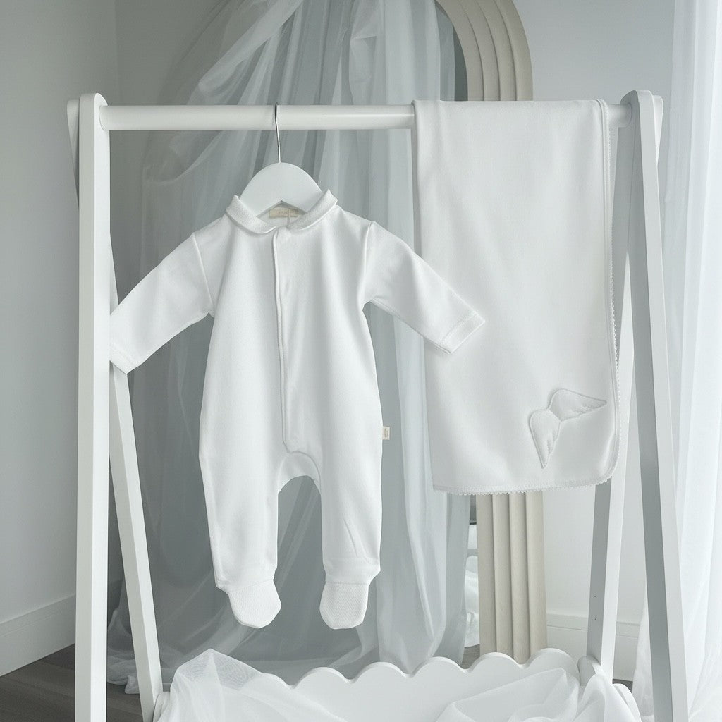 Baby Gi Angel Wings Cotton Sleepsuit - White