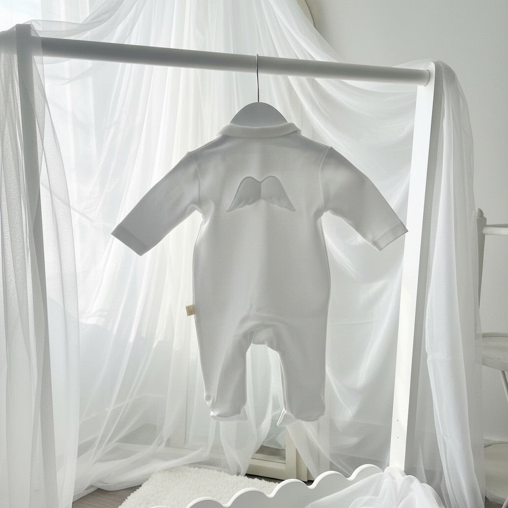 Baby Gi Angel Wings Cotton Sleepsuit - White