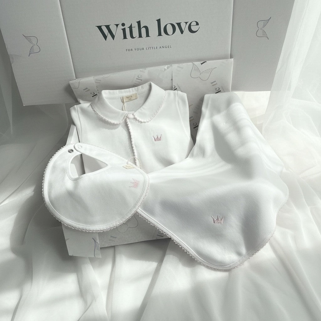Baby Gi Royal Gift Set - White with Pink Detailing