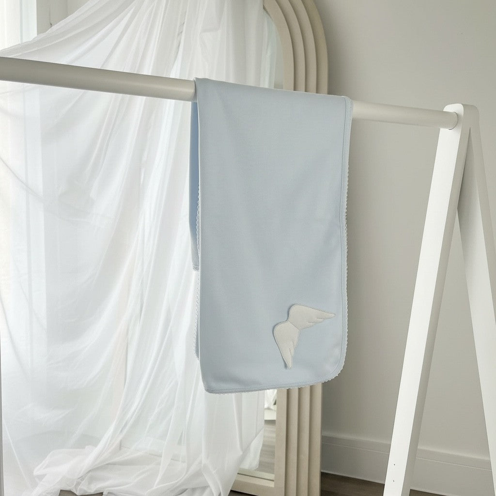 Baby Gi Angel Wing Cotton Muslin Blanket - Baby Blue
