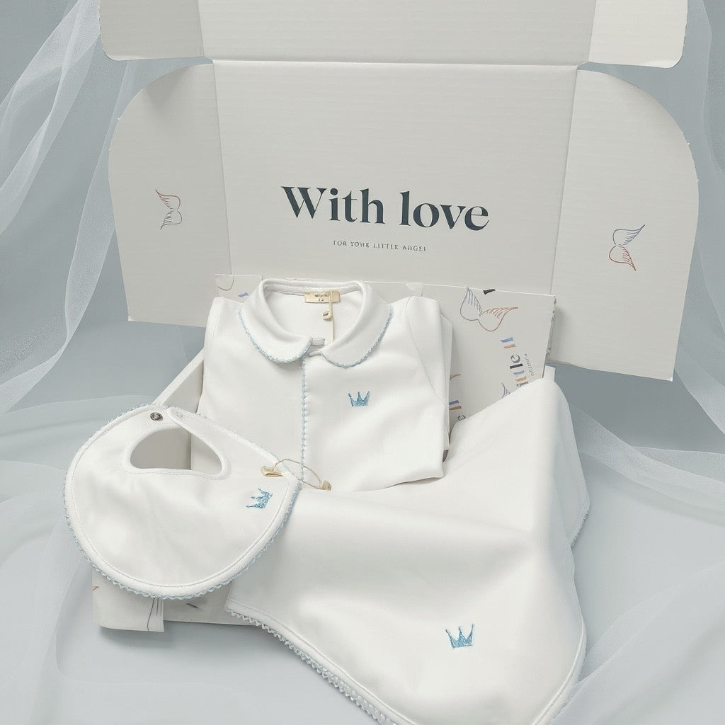 Baby Gi Royal Gift Set - White with Blue Detailing