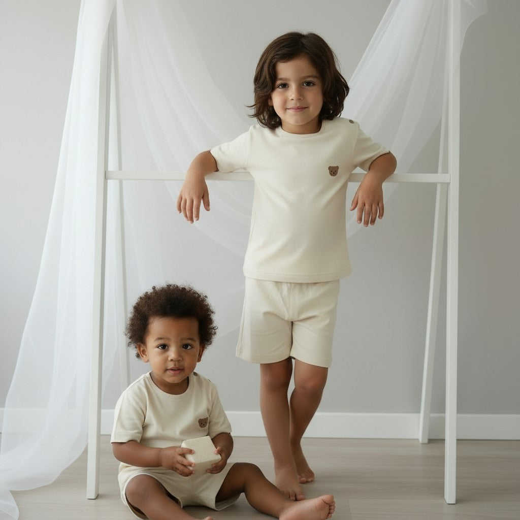 Baby Gi Beige Teddy Shorts Set