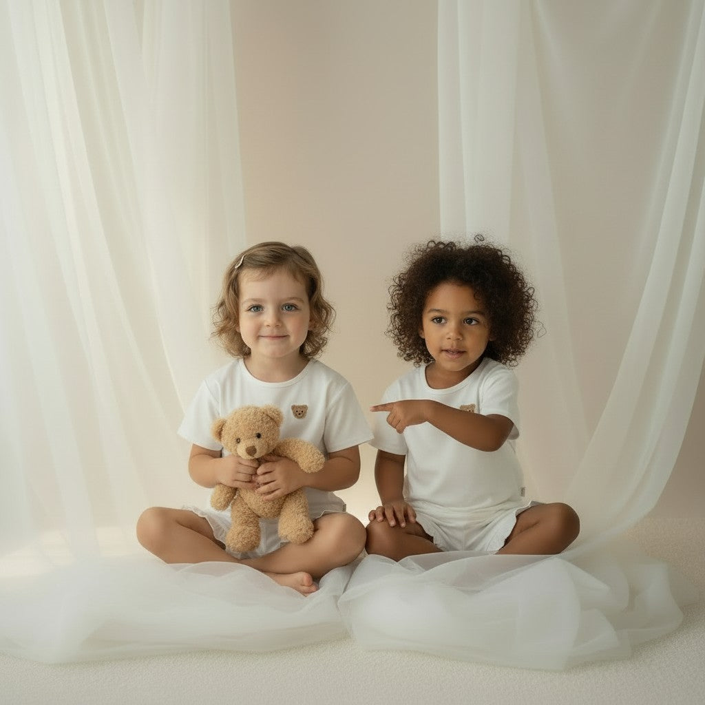 Baby Gi White Teddy Shorts Set