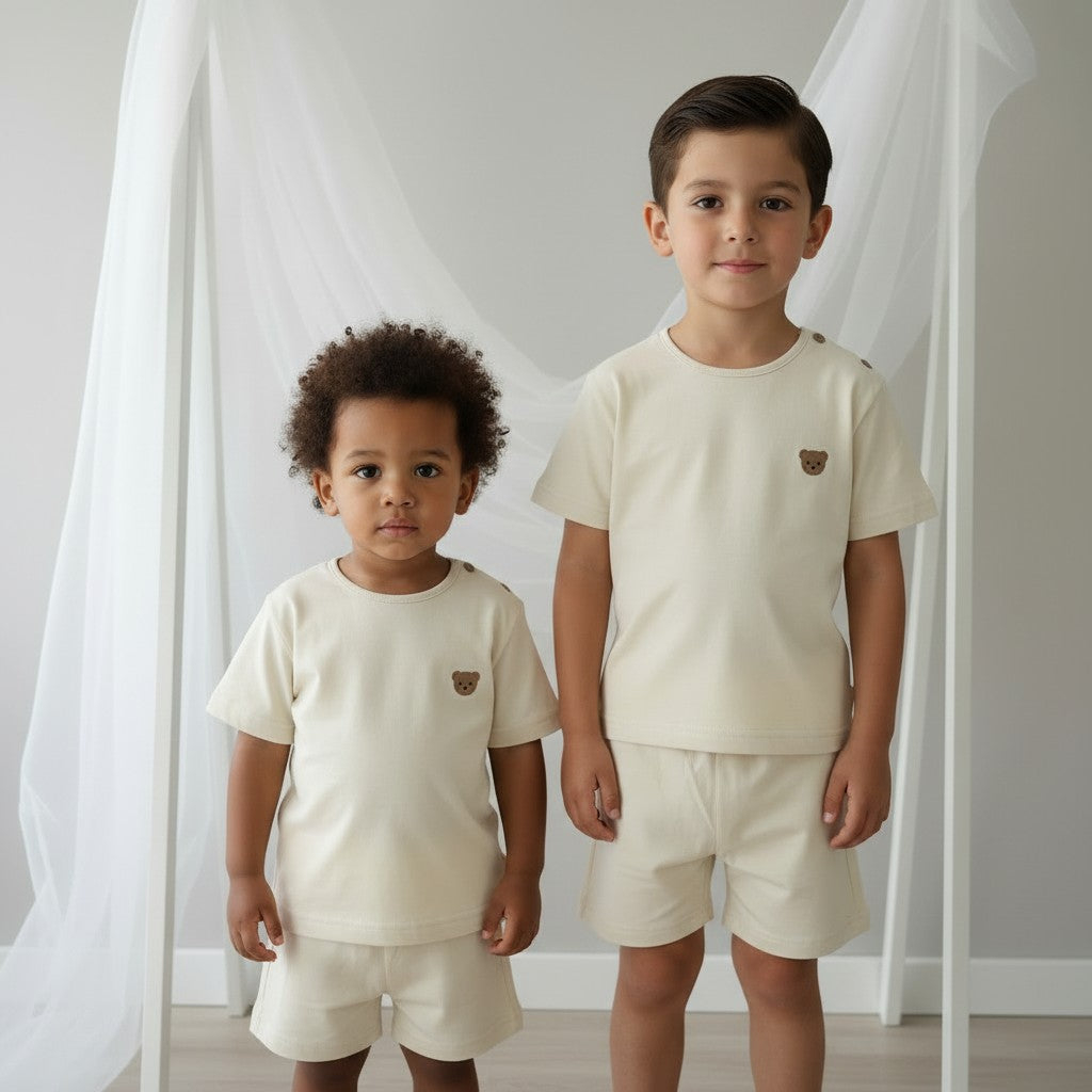 Baby Gi Beige Teddy Shorts Set