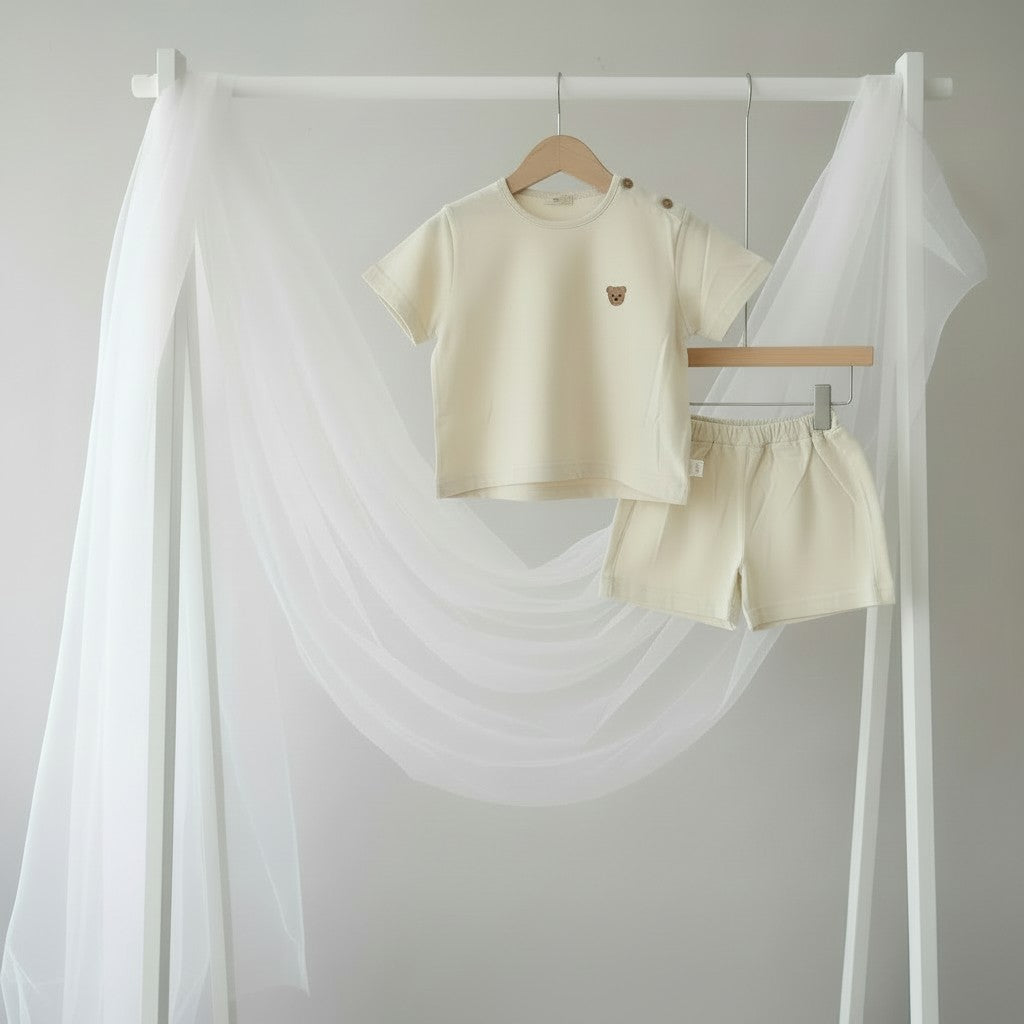 Baby Gi Beige Teddy Shorts Set