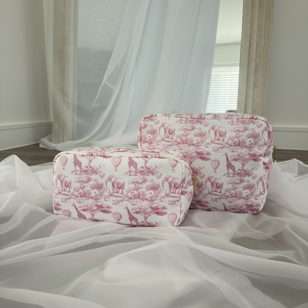Personalised Pink Safari Toile Pouch