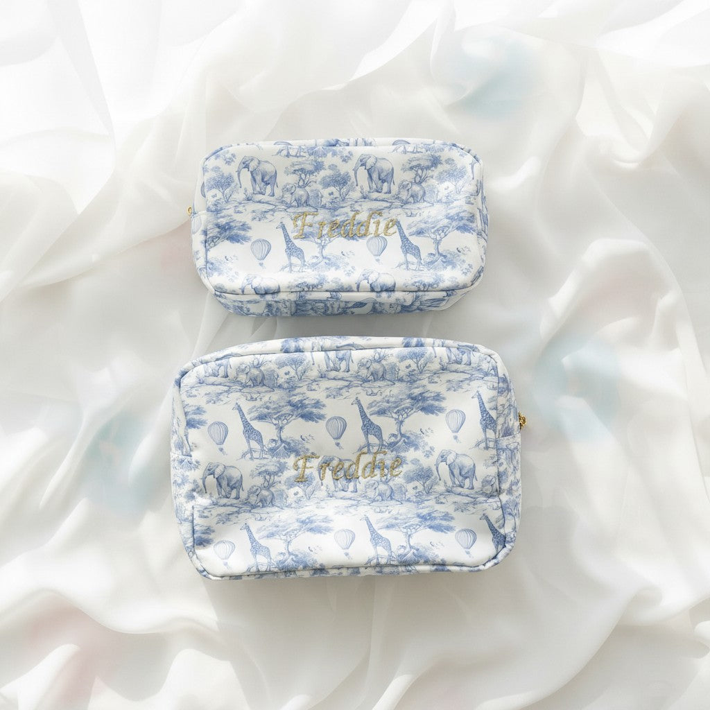 Personalised Blue Safari Toile Pouch