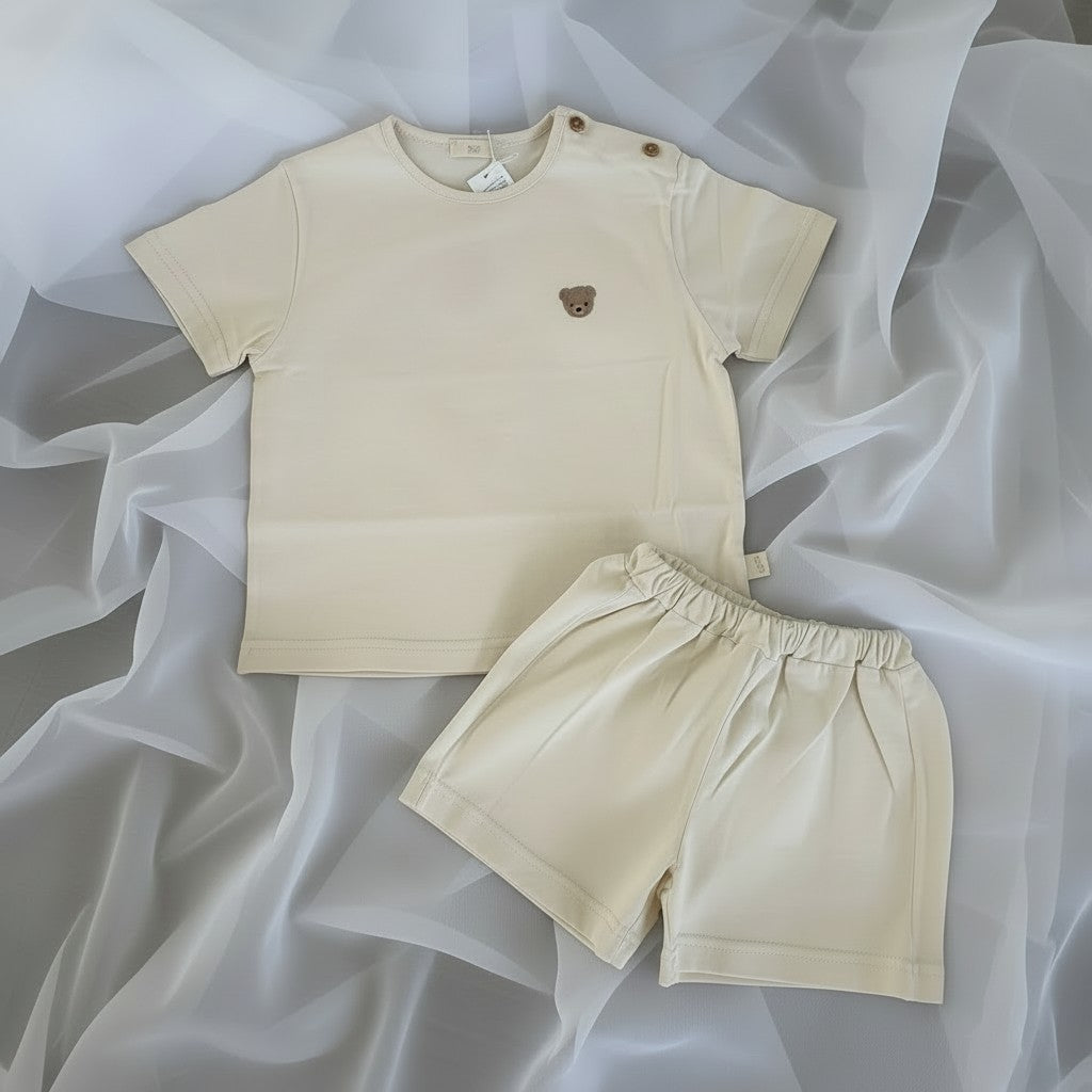 Baby Gi Beige Teddy Shorts Set