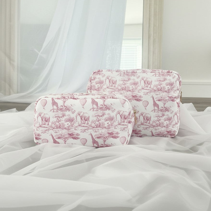 Personalised Pink Safari Toile Pouch