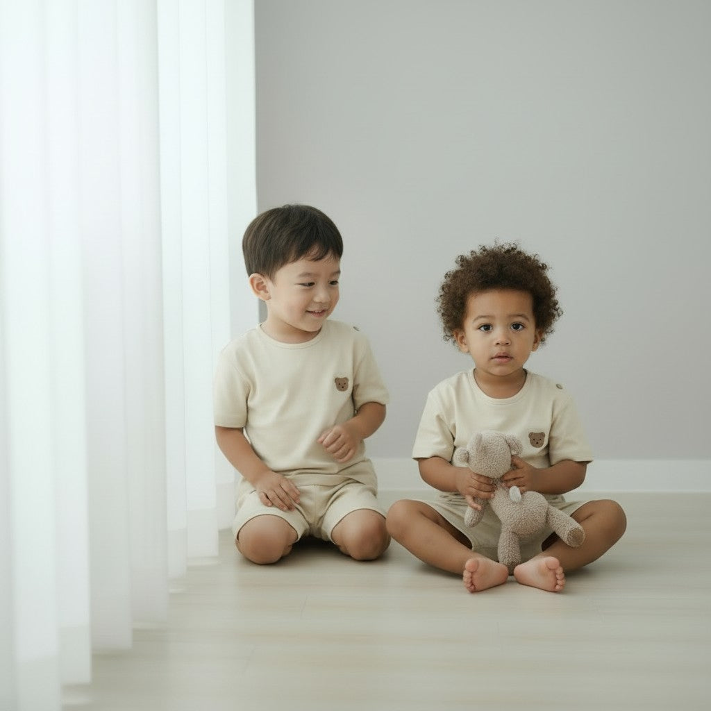 Baby Gi Beige Teddy Shorts Set