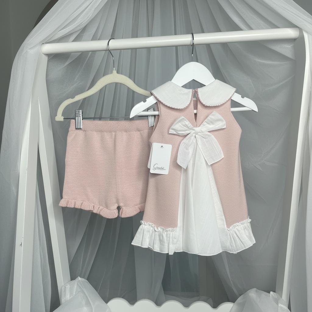 Artesania Granlei Dusky Pink & Cotton Bow Short Set