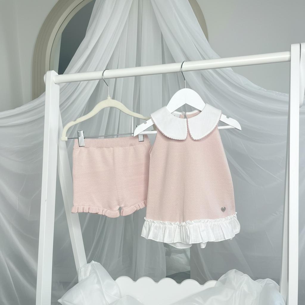 Artesania Granlei Dusky Pink & Cotton Bow Short Set
