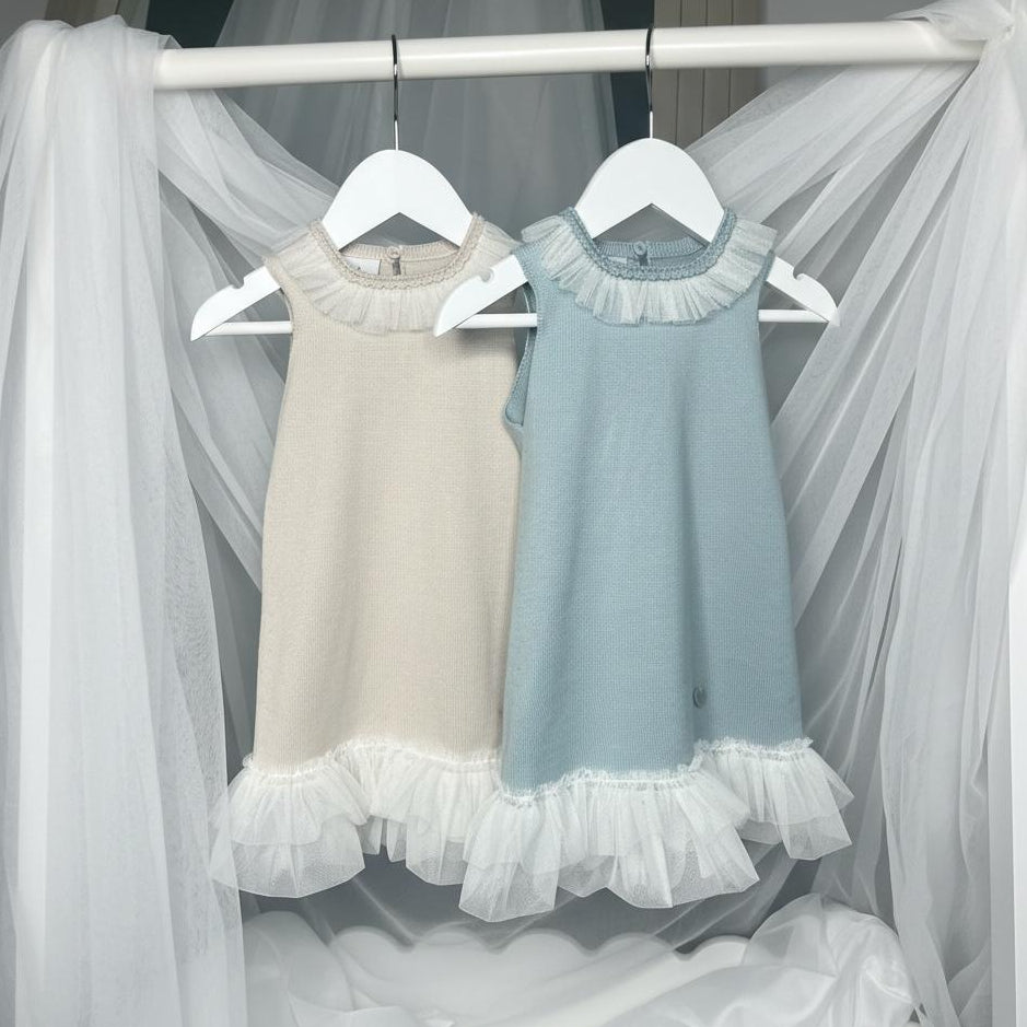 Artesania Granlei Tulle Bow Dress - Soft Beige