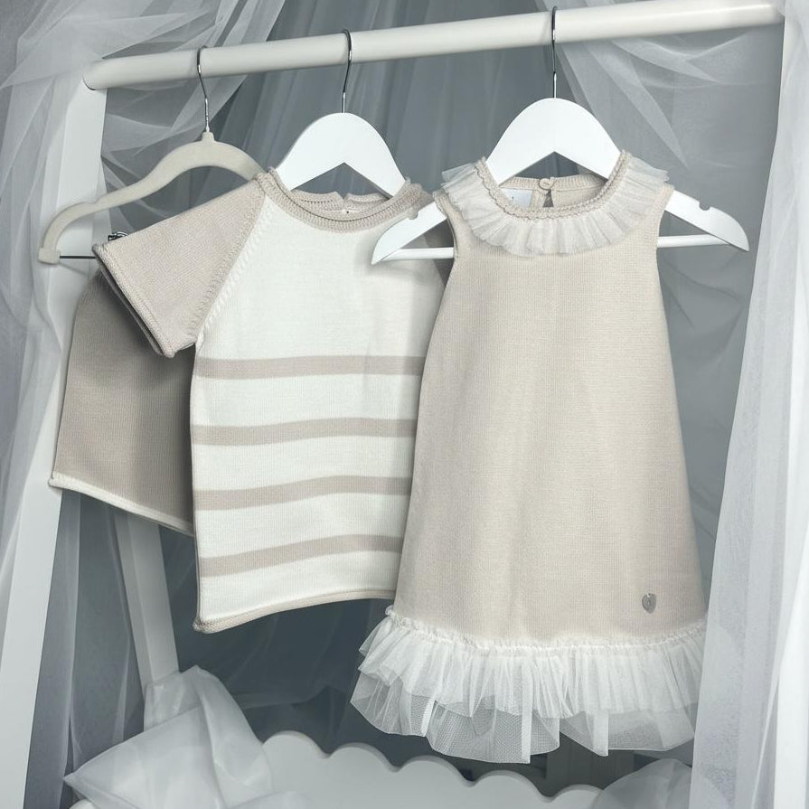 Artesania Granlei Tulle Bow Dress - Soft Beige