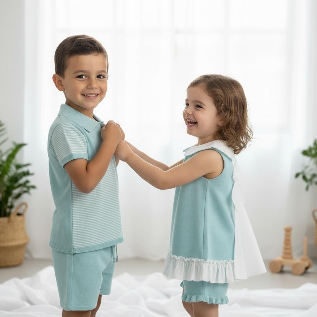 Artesania Granlei Mint Green & Cotton Bow Short Set