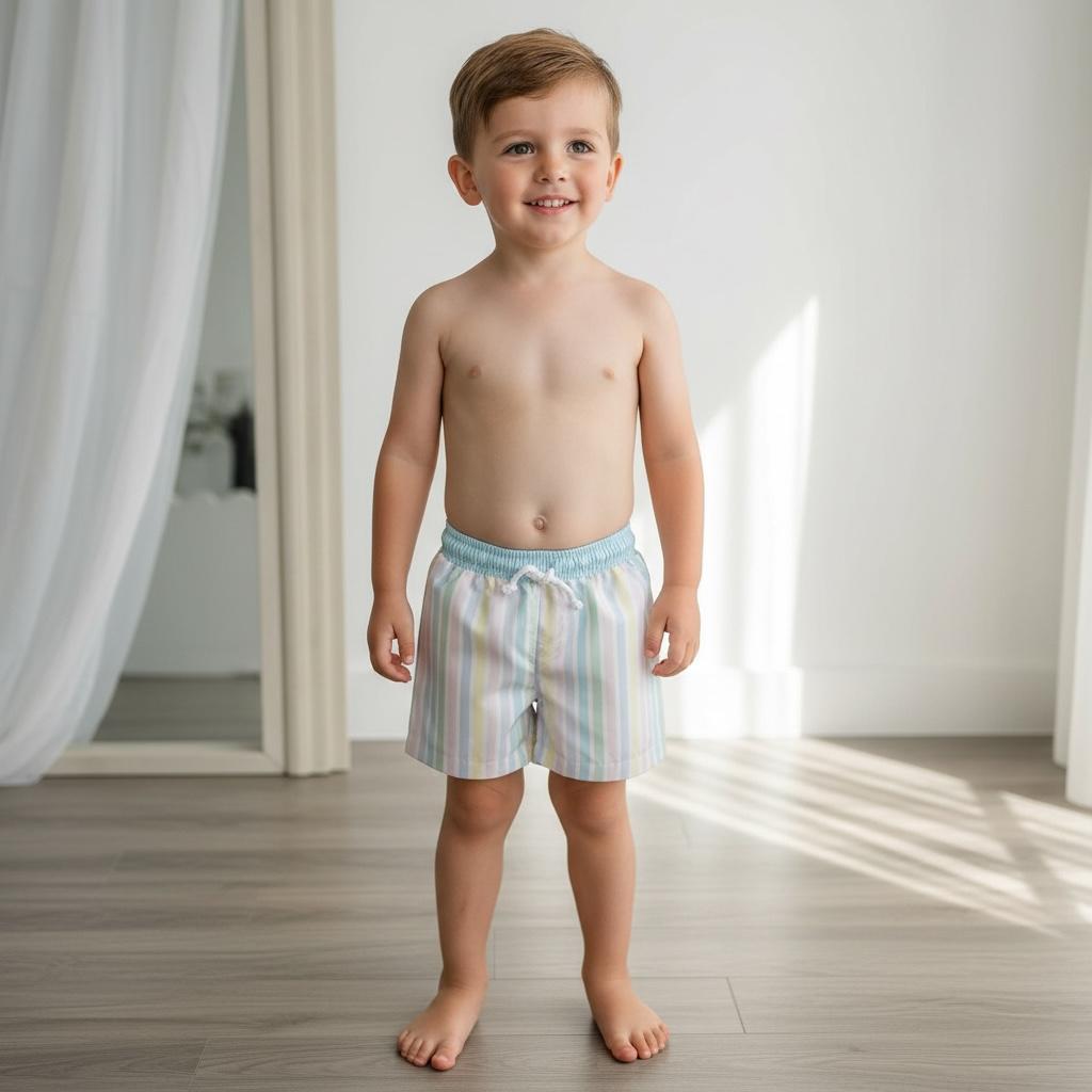 Meia Pata Boys Baby Blue & Pastel Stripe Swim Shorts