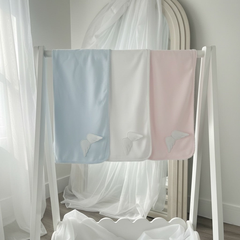 Baby Gi Angel Wing Cotton Muslin Blanket - Baby Blue
