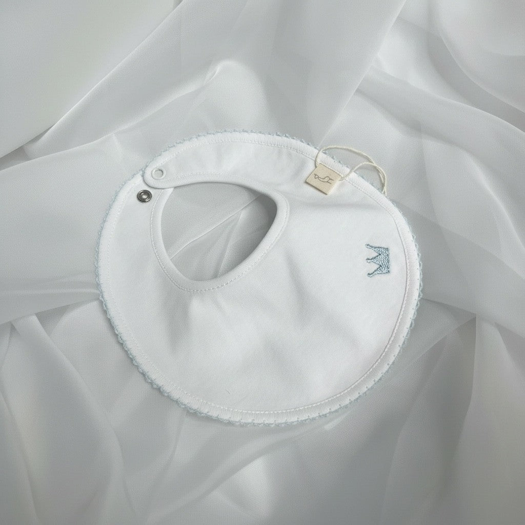 Baby Gi Royal Bib - White with Blue Detailing